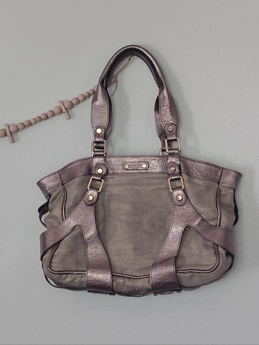ABACO Paris Made In France Metallic Y2K Designer Medium Satchel Shoulder Bag